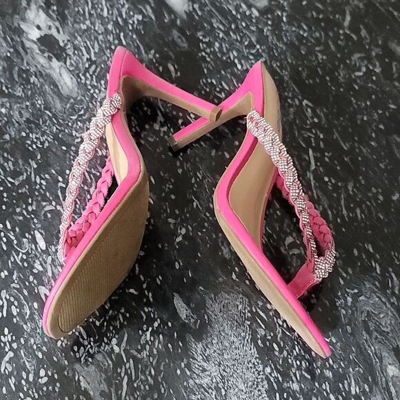 BRAND NEW BEBE AISLINN WOMEN'S RHINESTONE SLIP ON HEELS SANDAL - Picture 14 of 16